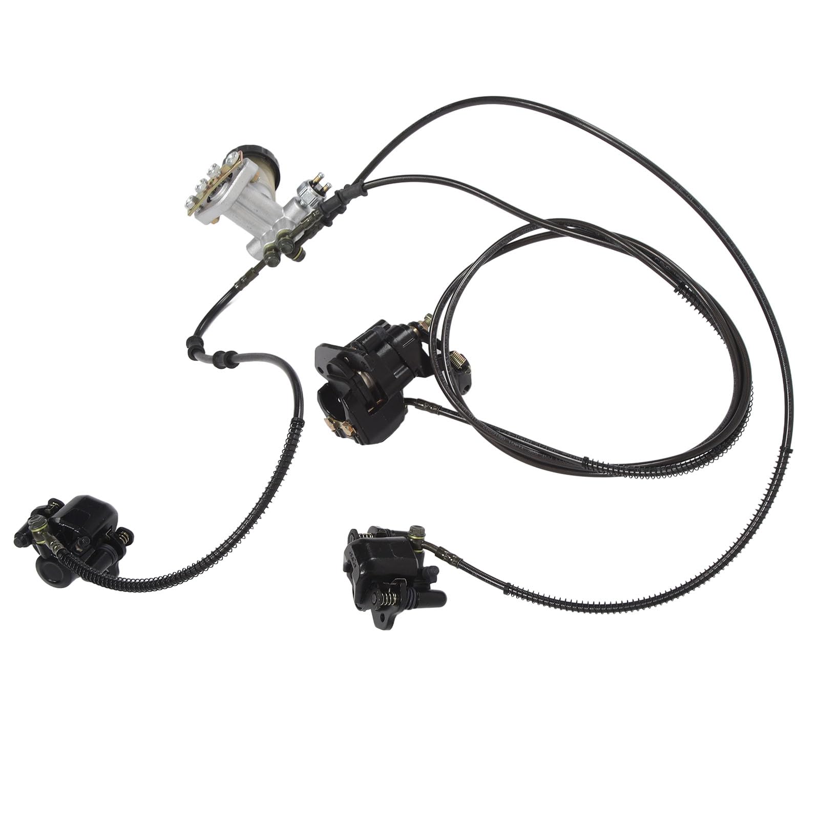 KIMISS Kit de Cilindro Maestro de Frenos de Alto Rendimiento Juego de Frenos de Disco Hidráulico con 3 Discos de para Modificaciones de ATV Go Kart de 150 Potencia de Frenado de Alta Resistencia