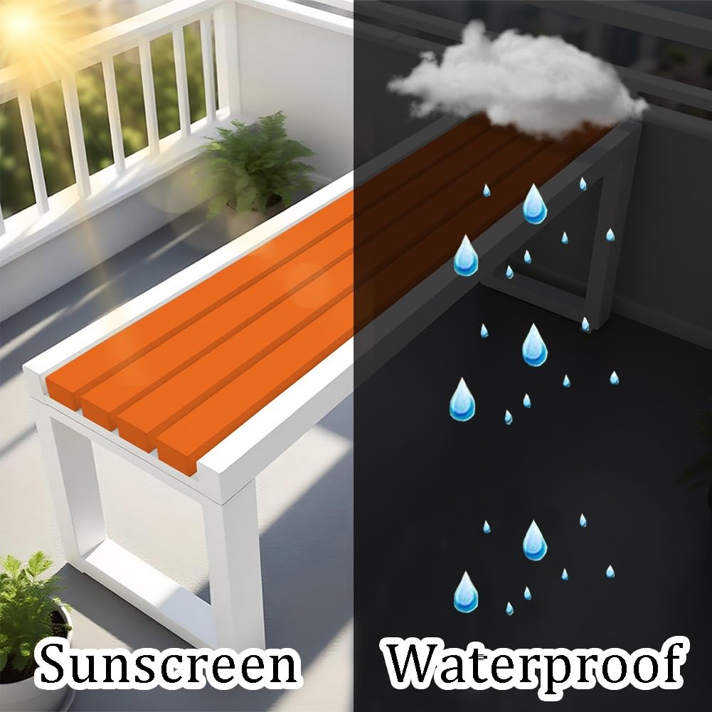 Gartenbank für 2 Personen, wetterfest, rückenfrei, aus Holz, Terrassensitz, 1 m - 1,8 m, Latten-Design für Hinterhof, Veranda, Eingangsbereich (Kaffeeweiß, 150 cm)
