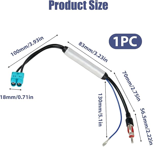 Adaptador Antena Doble Fakra Z a DIN para Coche Amplificador Antena de Señal Dual FakraZ a DIN con Phantomspeiseadapter Fakra Adaptador 2 a 1 Mejora Señal FM AM Compatible con VW Volkswagen Skoda Seat - 5