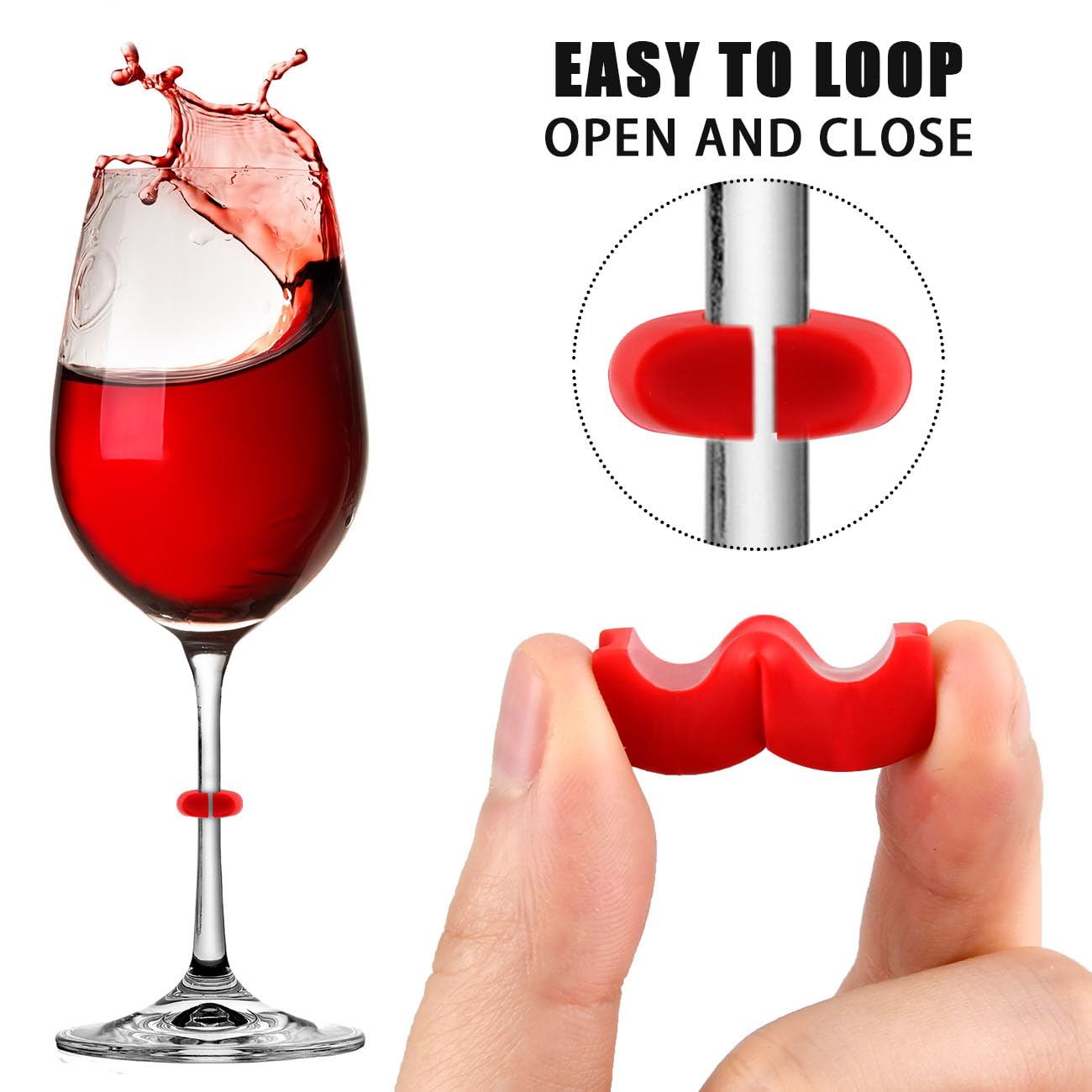 60 Piezas Marcadores de Copas de Vino, Silicona Identificadores y Adornos para Vasos, Reutilizable para Champán y Cóctel en Fiestas de Navidad