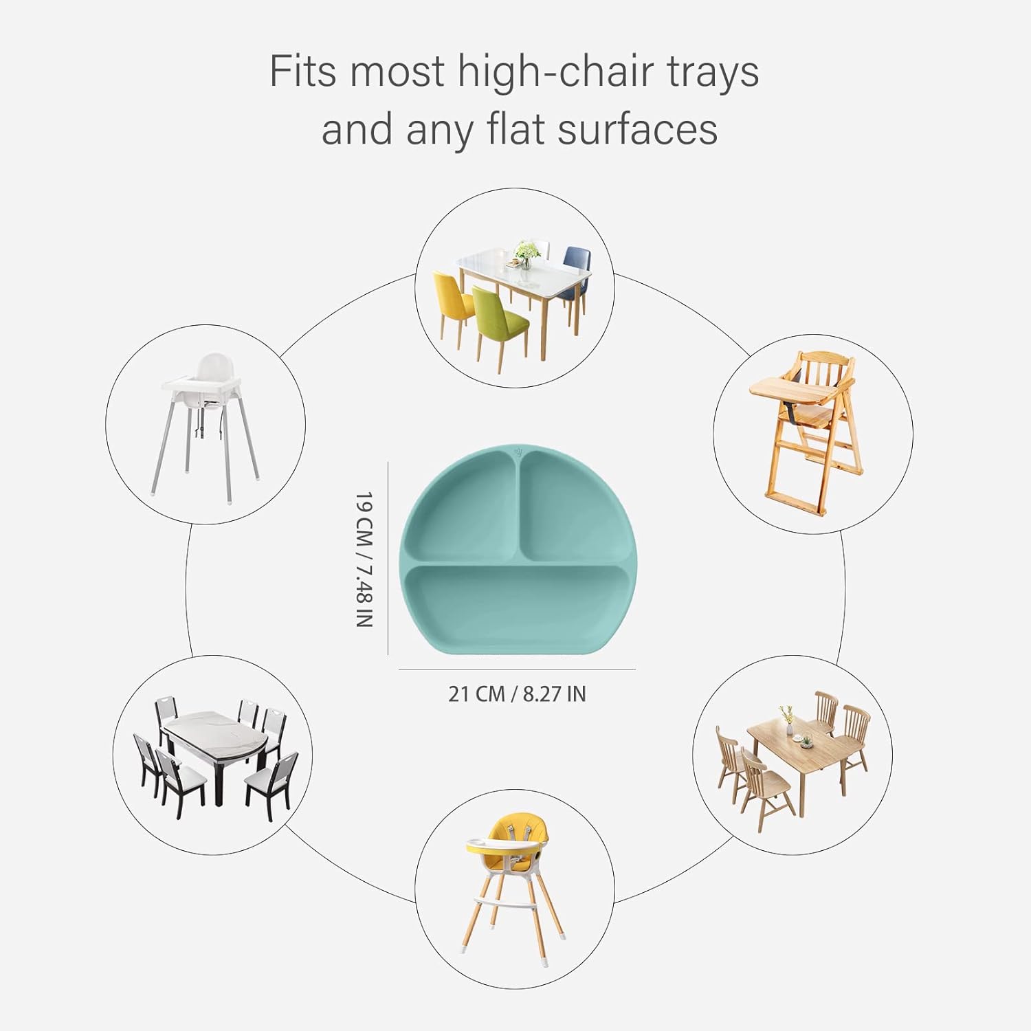 Yooforea Platinum Silicone Baby Suction Plate, Baby Led Weaning, Stay Put Divided Dish for Toddlers and Kids I 100% Food Grade Silicone I Dishwasher, Microwave, Oven Safe I BPA BPS PVC Free - Fog : Baby