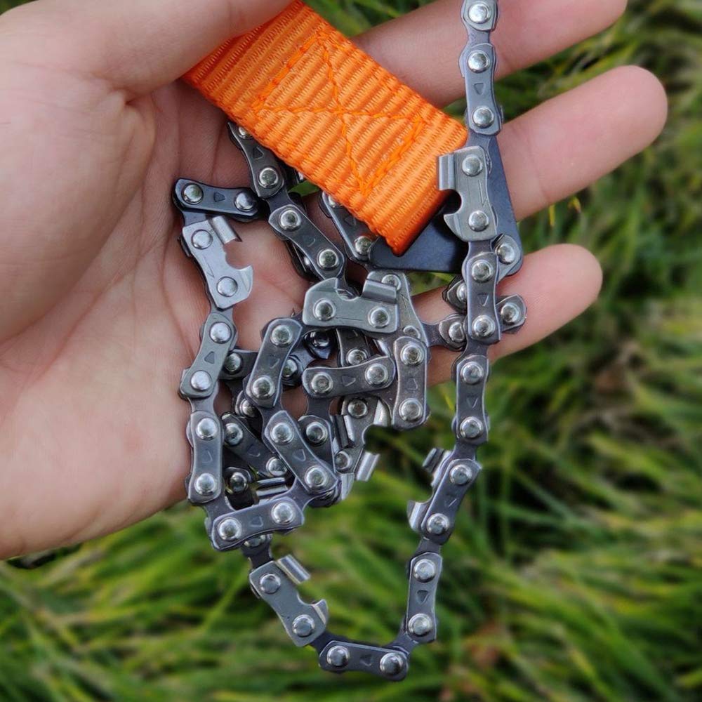Tragbare Kettensäge, Handsäge, Kabelsäge für Survival, Camping, Jagd, Stahl, bidirektionale Klinge, leicht zum Schneiden des Zweiges (11 Zähne, 103 cm)