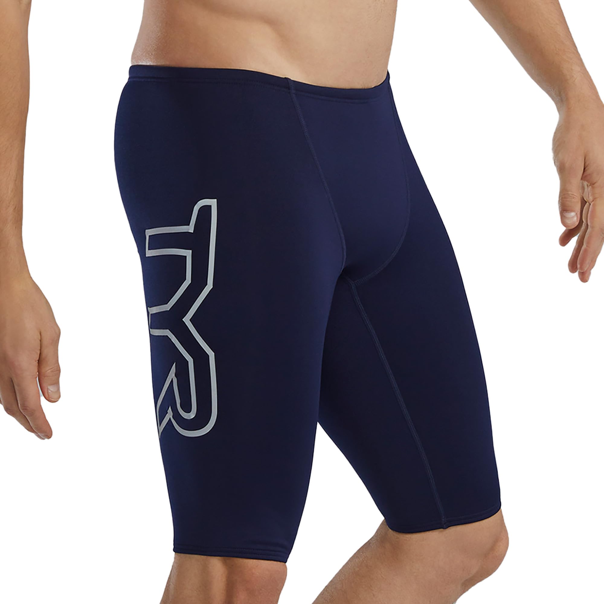 TYR Durafast Elite Solid Jammer Męskie kąpielówki, kolor granatowy/logo, rozmiar 42