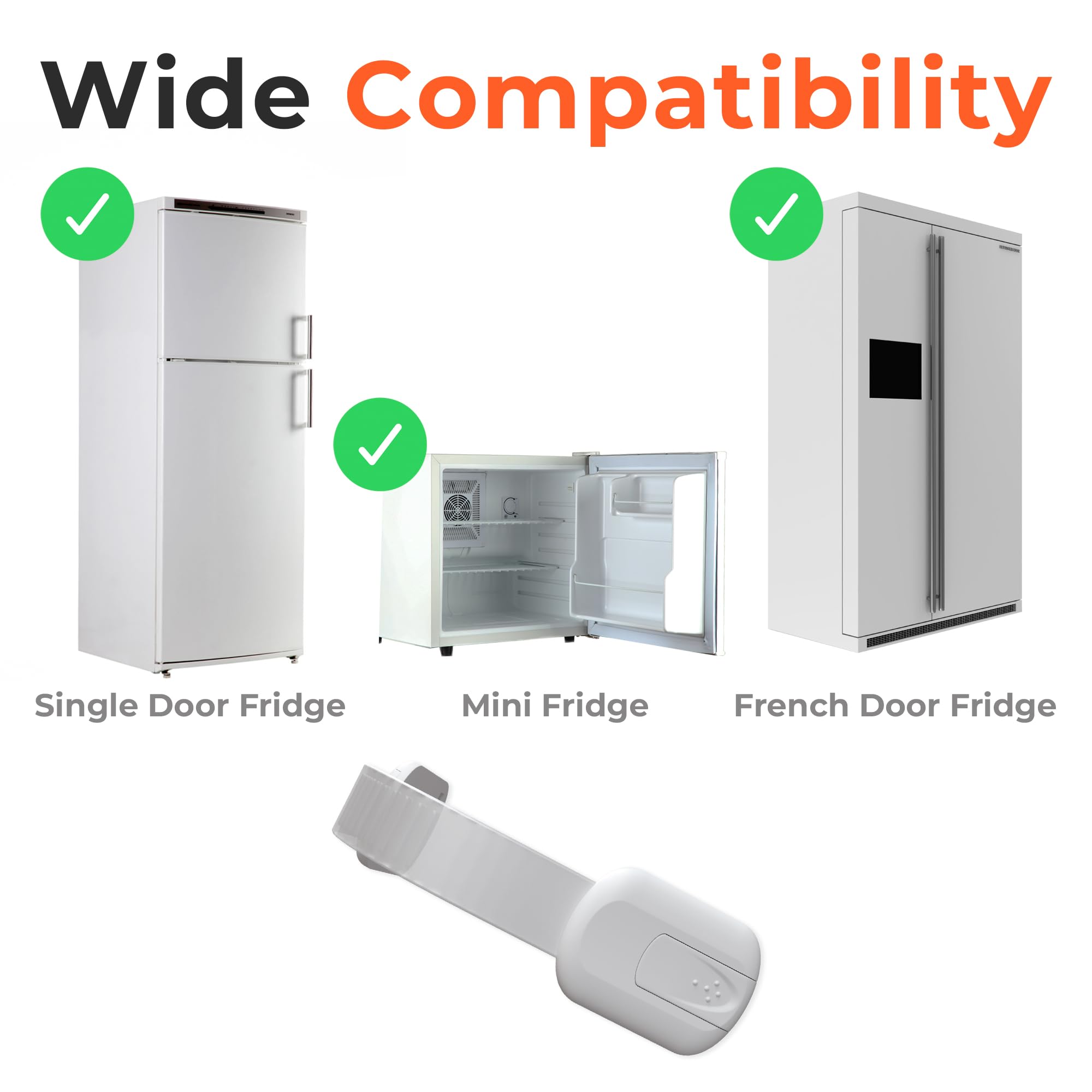 Paquete de 2 cerraduras para nevera a prueba de niños con adhesivo, correas ajustables a prueba de bebés, cerradura de refrigerador para niños, pestillo de congelador para mantener la puerta cerrada,
