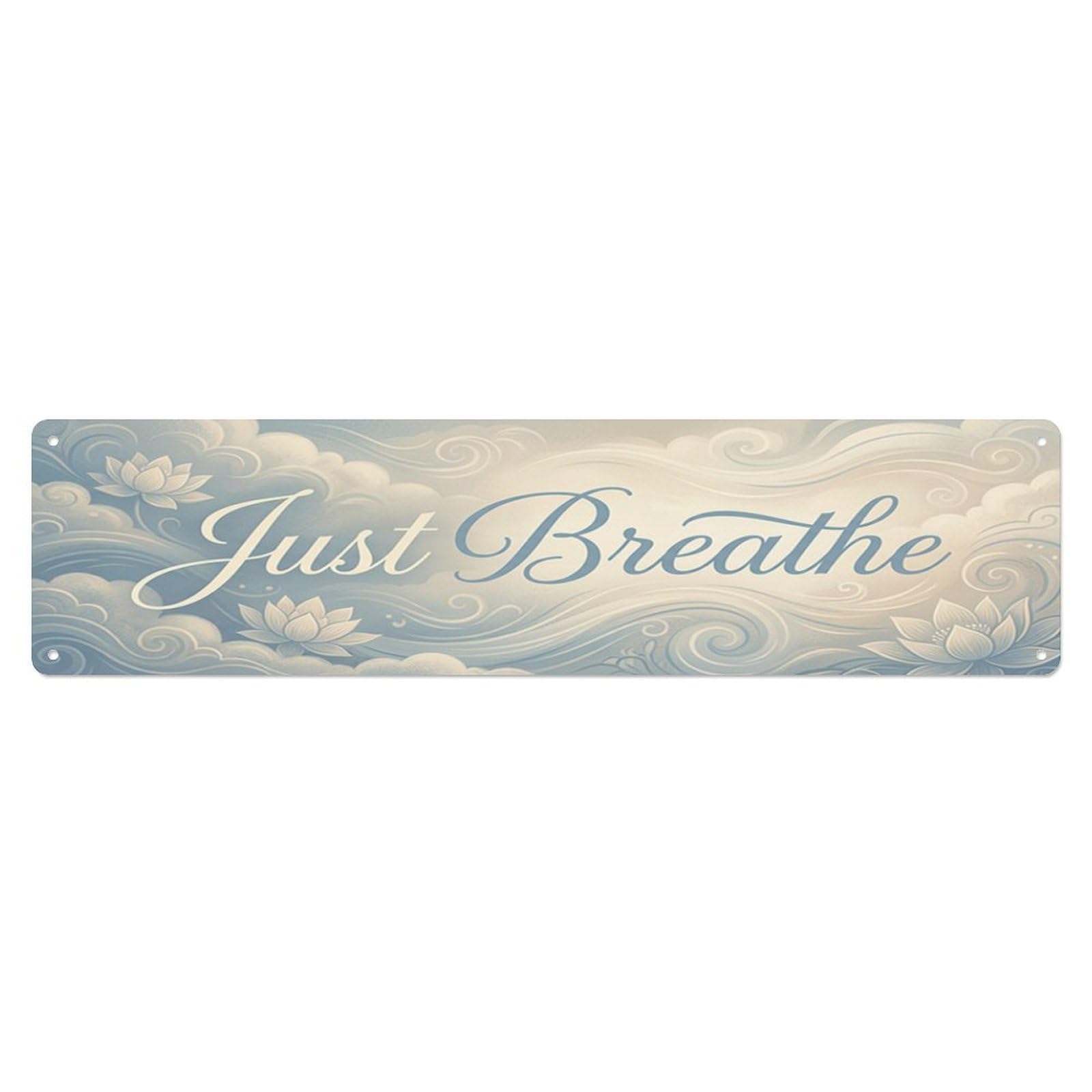 Just Breathe Bedroom Family Metal Tin Skinny Sign Plaque Wall Decor for Cafe, Club Bar, Office, Home Garden Metal Poster 4x16Inch