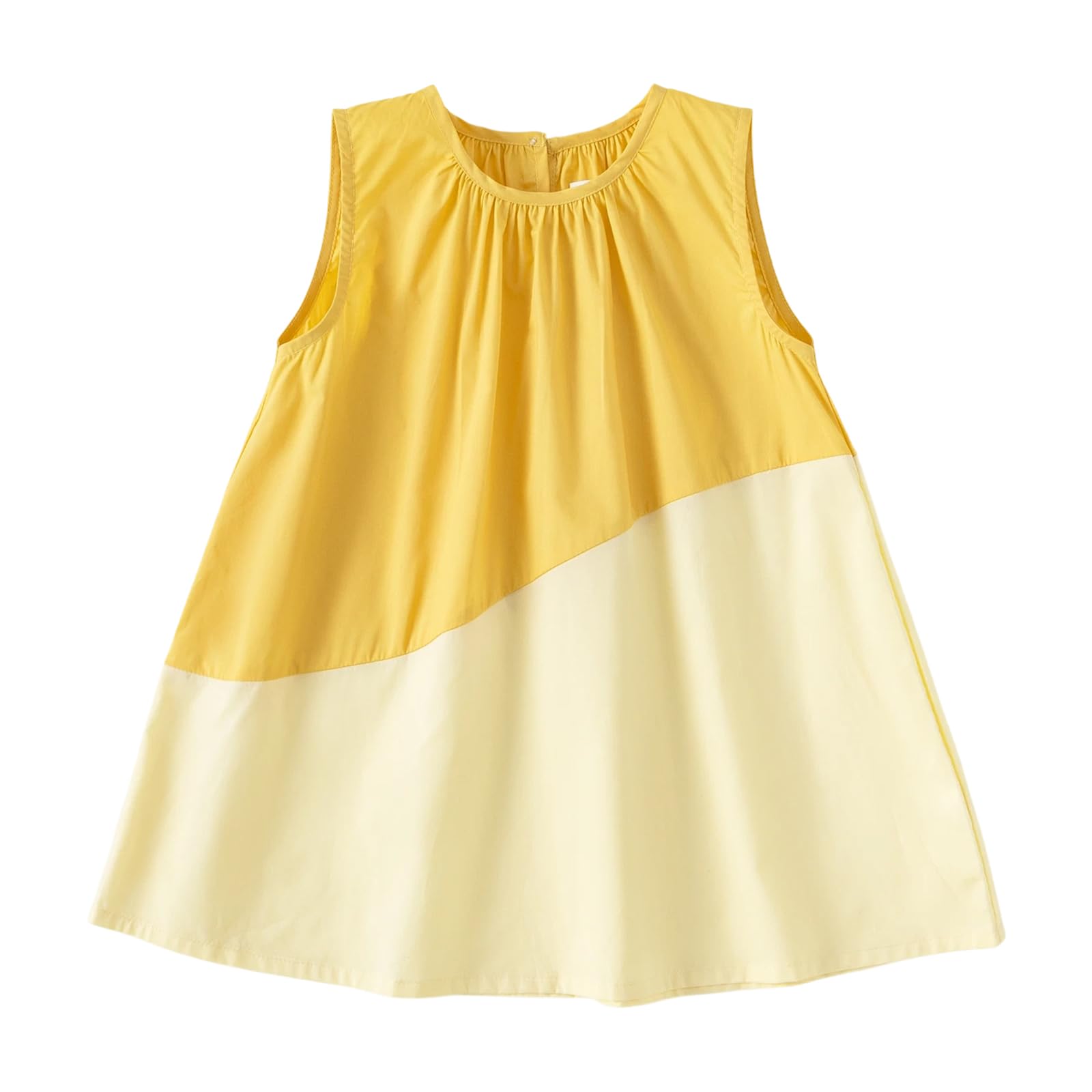 Seuyae Summer Sleeveless Sundress for Baby Girl 12-18 Months Cotton Dress Yellow Color Block
