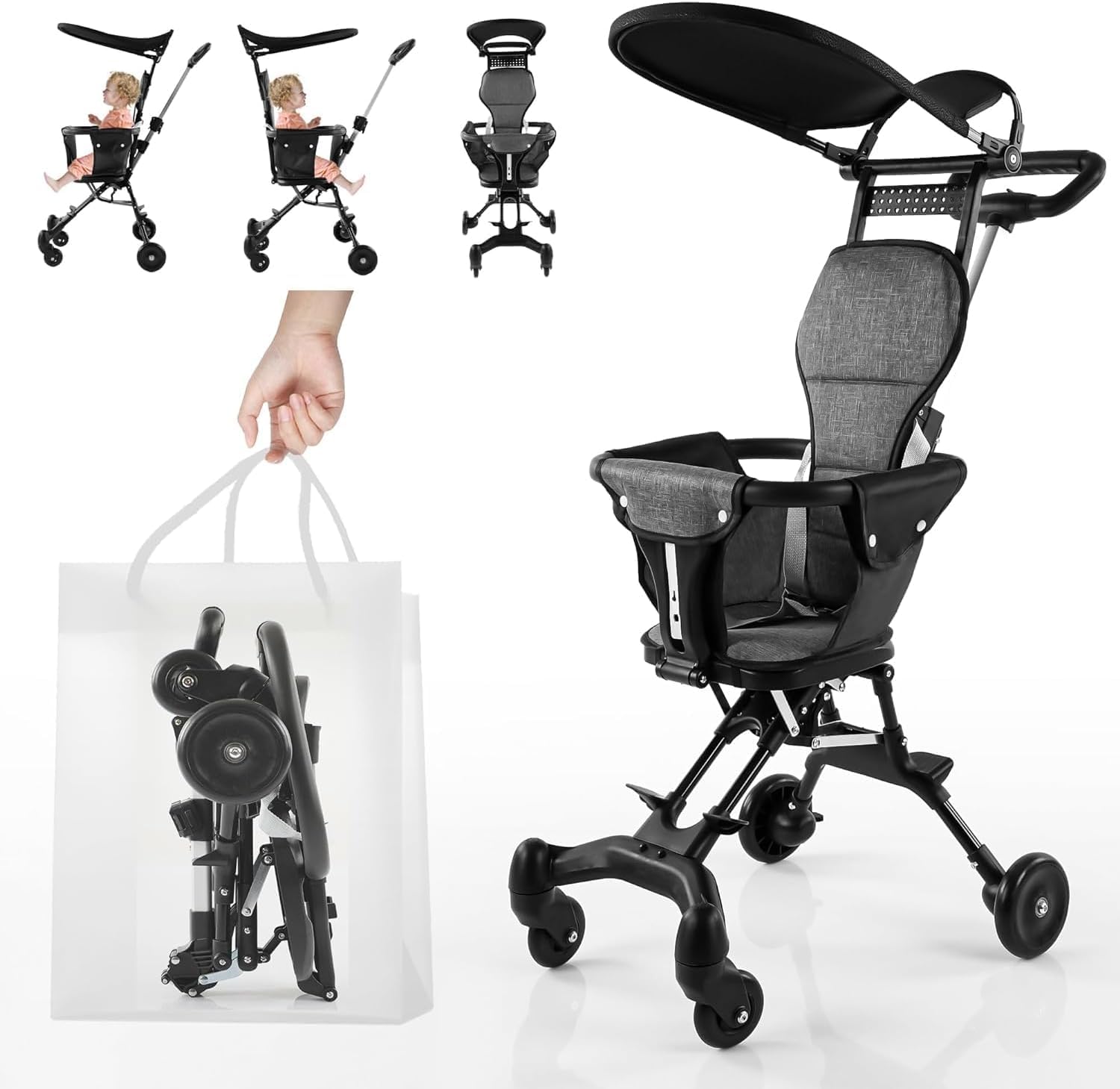 Zorzel Lightweight Foldable Stroller - Compact Travel Baby Pushchair, Portable Stroller with Sunshade Canopy, Smooth-Ride Wheels, Easy Folding Mechanism for Car Storage-image-41