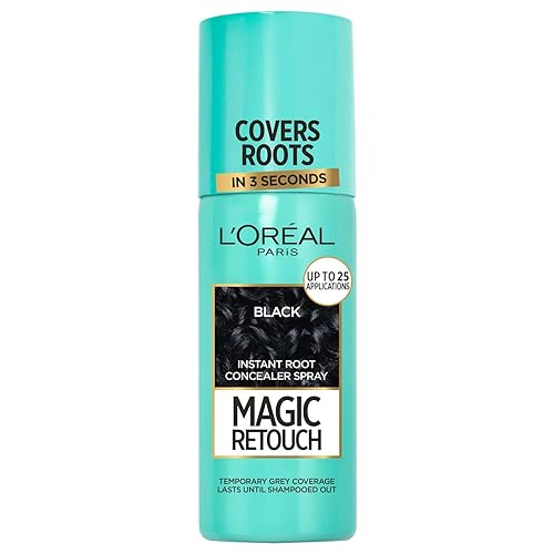 Spray corrector de raíces instantáneas, ideal para retocar el nuevo crecimiento de la raíz gris, retoque mágico, 1 negro, 2.5 fl oz