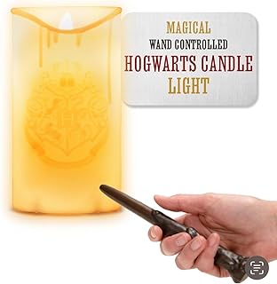 Paladone Hogwarts Crest Candle Light with Magical Wand Remote Control, Harry Potter Room Decor and Desk Accessories
