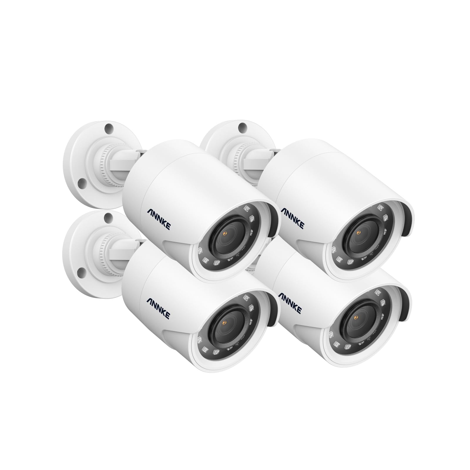 ANNKE CCTV Security Camera (4) HD-TVI 720P Waterproof Bullet Cameras, 1.0MP Hi-Resolution CCTV Cameras with IR LED Indicators and Night Vision