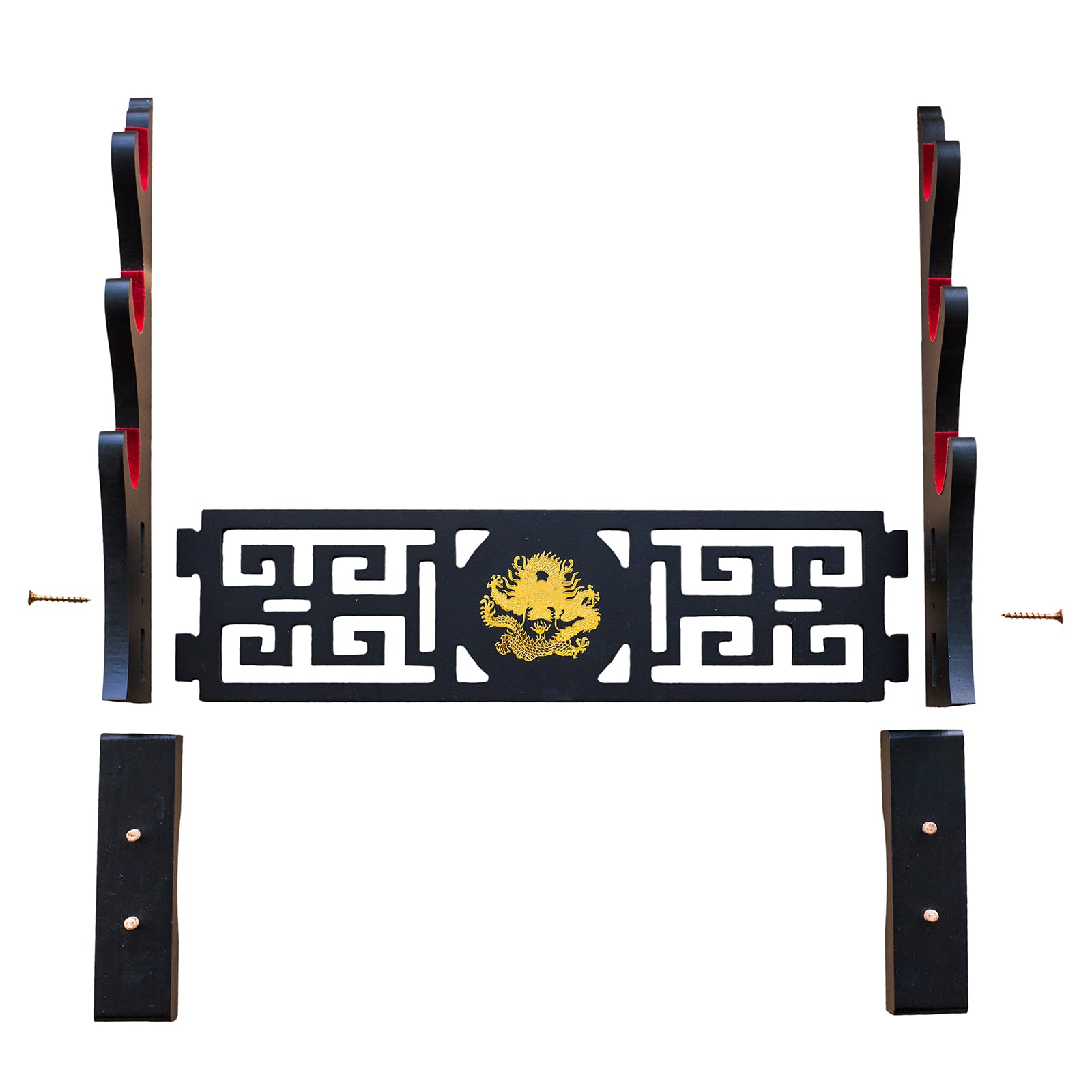 Porta spada in velluto giapponese imbottito Katana Stand Samurai Display Rack Support All Tanto Spade (Drache-3)