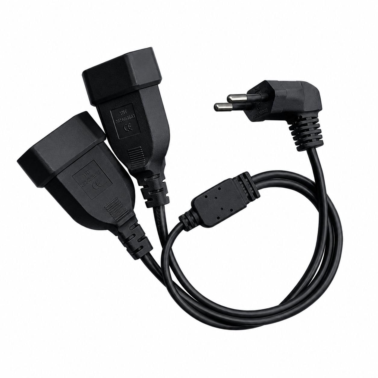 Przedłużacz kątowy 90° euro płaski wtyk 2 w 1, przedłużacz płaski, cienki, czarny, 2,5 A/250 V, do TV, komputera, monitora