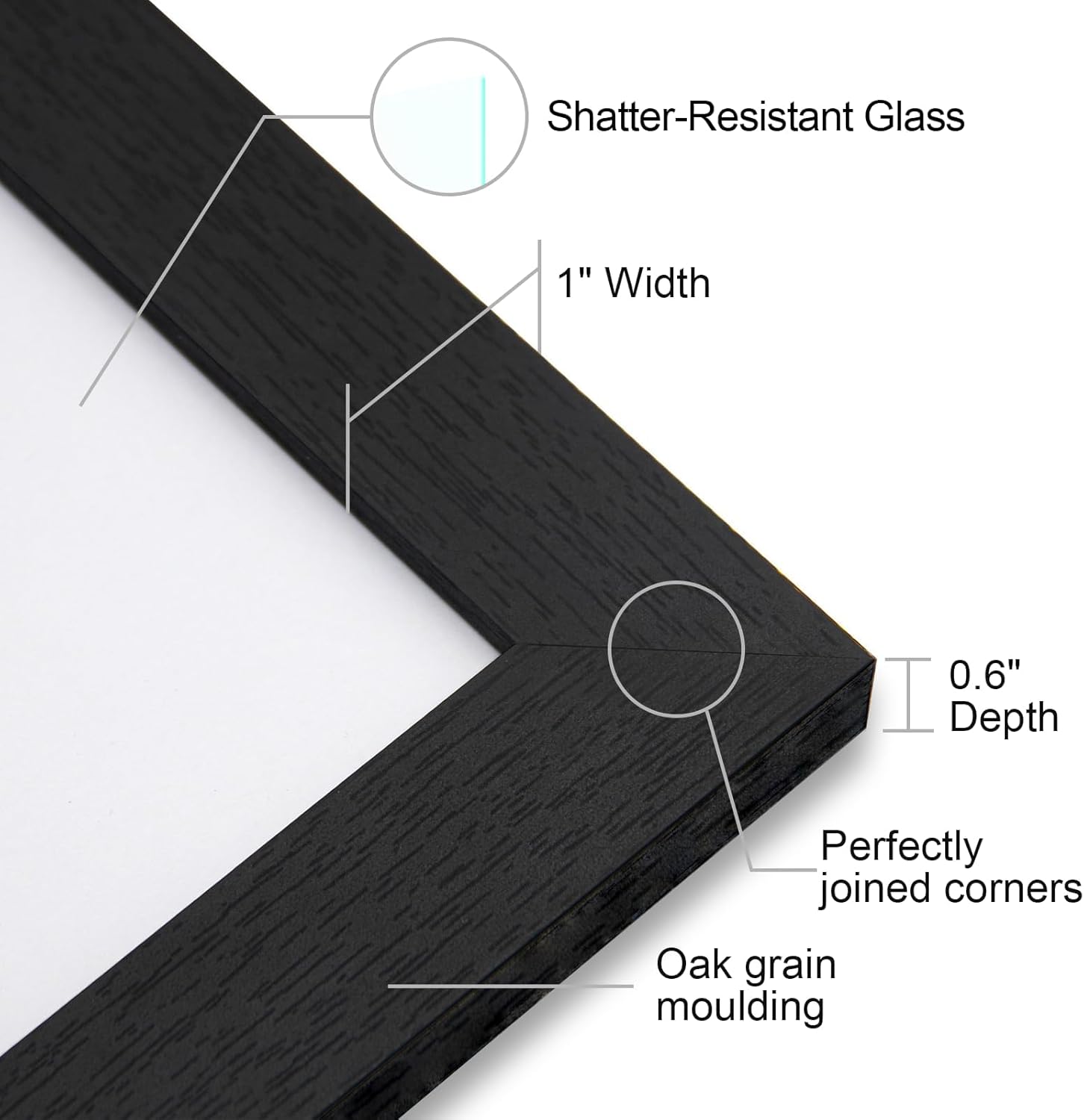 Boarding 12X16 Picture Frame with Shatter-Resistant Glass - Use as Frame for 9x12 Photo with Mat or 12 x16 without Mat,Sylvan Collection,Photo Frames for Wall Display (Black, 12X16)