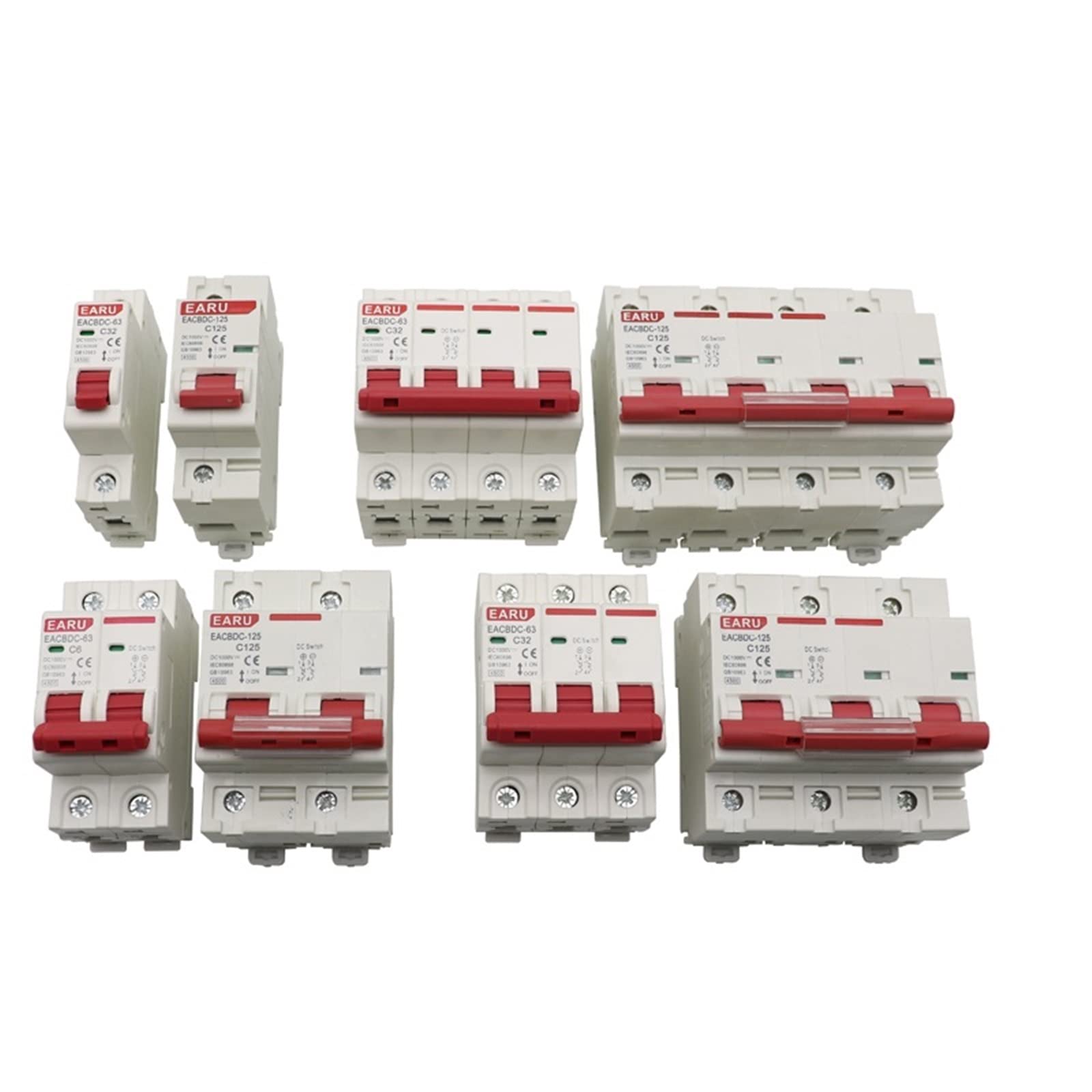 RCGKNNMUZ DC 1000V 1P 2P 3P 4P Solar Mini Circuit Breaker Overload Protection Switch6A~63A/80A 100A 125A MCB for Photovoltaic PV System(50A)