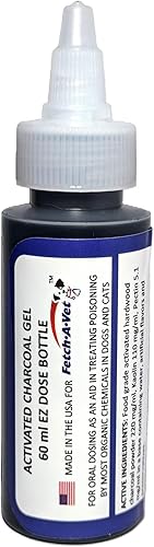 Fetch A Vet Gel de carbón activado de 2.0 fl oz EZ Dosis Botella (paquete de 1) Tratamiento de antídoto veneno de primeros auxilios para mascotas de