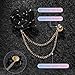 M METERXITY Rose Flower Brooch Pin for Men Suit, Cloth Flower Lapel Pin with Gold Badge Tassel Chain Brooches for Men Wedding Accessories/Prom/Party [Black]