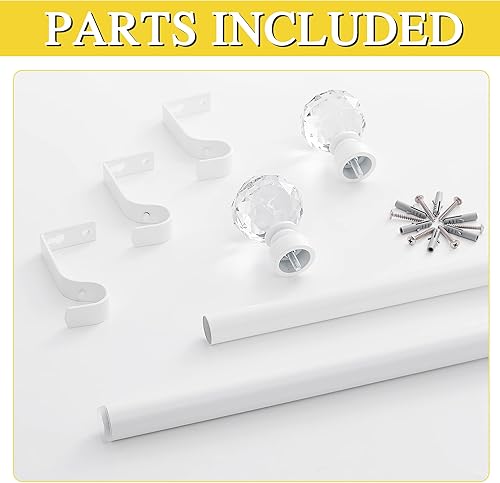 Miniatura 2 de NICETOWN Barra de cortina de metal ajustable de 1 pulgada de diámetro, diseño de remates de bola facetada, barra de cortina decorativa para cocina,