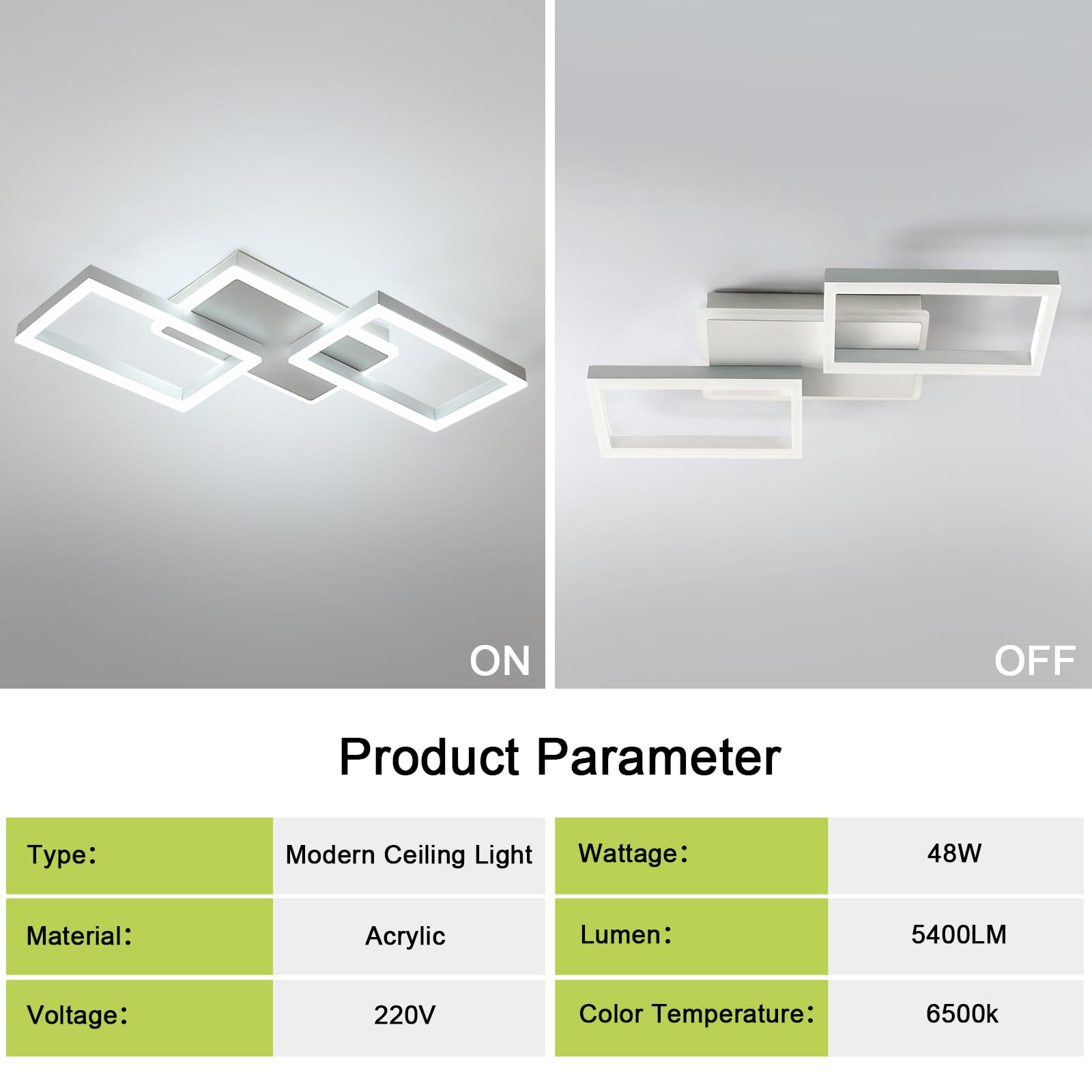 Tealight Plafoniera LED Soffitto, 46W Plafoniera LED Soffitto Moderna Quadrata Design, 5400LM Plafoniera Camera da Letto Bianco per Soggiorno Camere da Letto 6500K Luce fredda