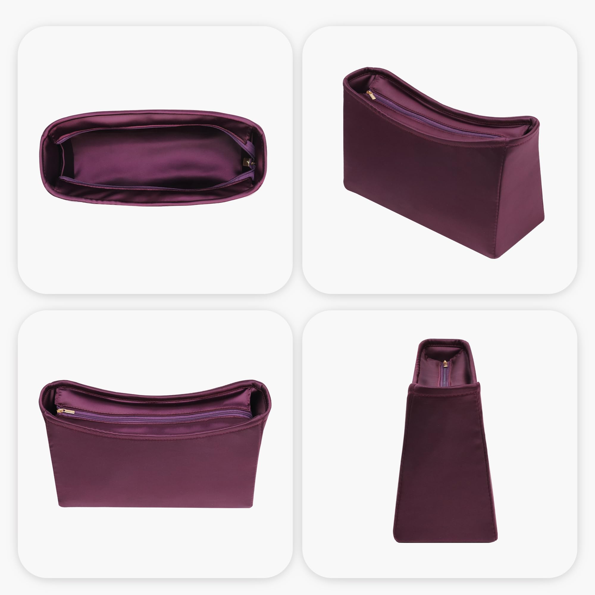 DGAZ Organizador de bolso de satén para Carryall BB/PM/MM – con cierre superior de cremallera, inserto interior ligero y suave, con protección completa (Cassis, BB)
