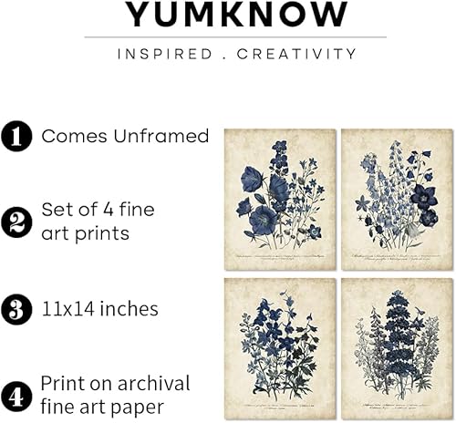 Miniatura 2 de Arte de pared rústico moderno de campo francés, diseño de hojas de magnolia azul primitivas, galería de imágenes, regalo de galería, póster de