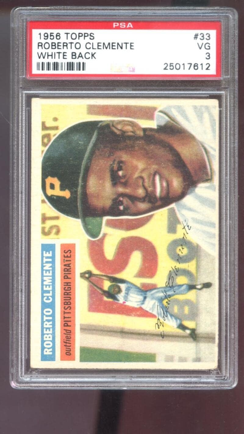 1956 Topps #33 Roberto Clemente PSA 3 Graded Baseball Card White Back Pirates
