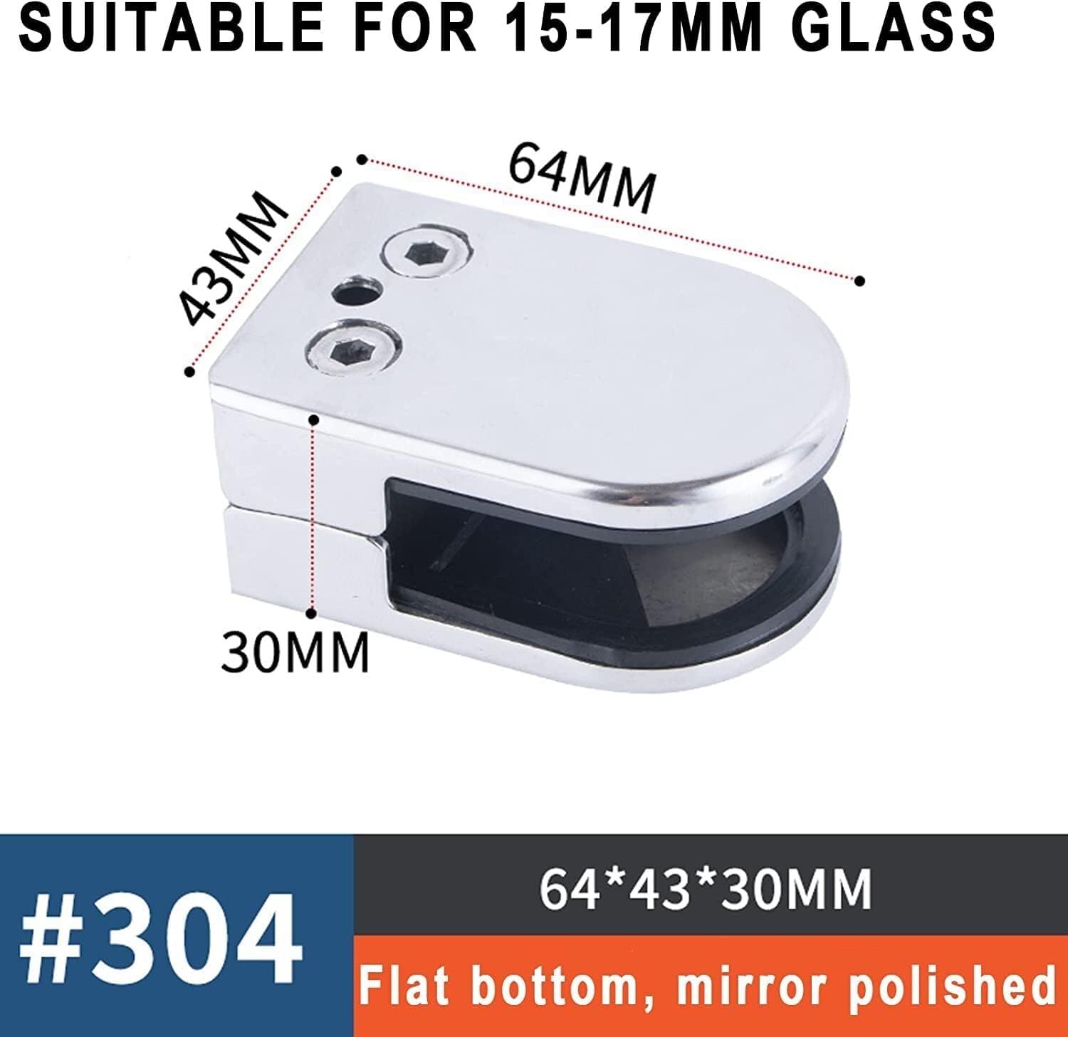 Glas-Befestigungsschelle, Glaszapfen, 8 Stück, Klemmen, D-förmige Bodenklemmen, rahmenlose Zapfenklemmen, Balustrade, stabiler
