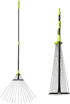Hardys Garden Rake - Telescopic Leaf Rake for Gardening | Heavy Duty Leaf & Grass Garden Rakes for Lawns & Yard Clean Up - 30-63 Inch Length - 7.5-22 Inch Span w/ 15 Tines