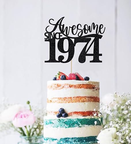 Miniatura 4 de BIABISD Impresionante decoración para tartas desde 1974, decoración para tartas de cumpleaños 50, para hombres y mujeres de 50 años, hechos a mano