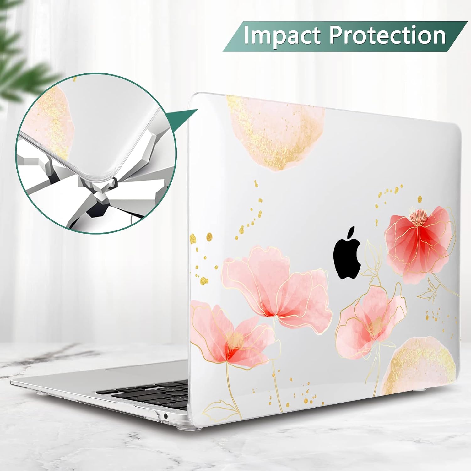 DONGKE Compatible with MacBook Pro 13 inch Case 2022 2021 2020 Release A2338 M2/M1 A2251 A2289 with Retina Display Touch ID, Plastic Hard Shell & Keyboard Cover & Screen Film - Abstract Floral