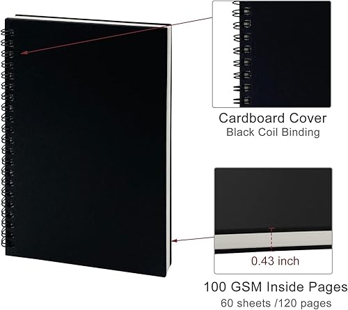 Miniatura 2 de Paquete de 2 cuadernos de espiral con tapa dura a rayas universitarias, bloc de notas para estudiantes, oficina y diario de negocios, 120 páginas