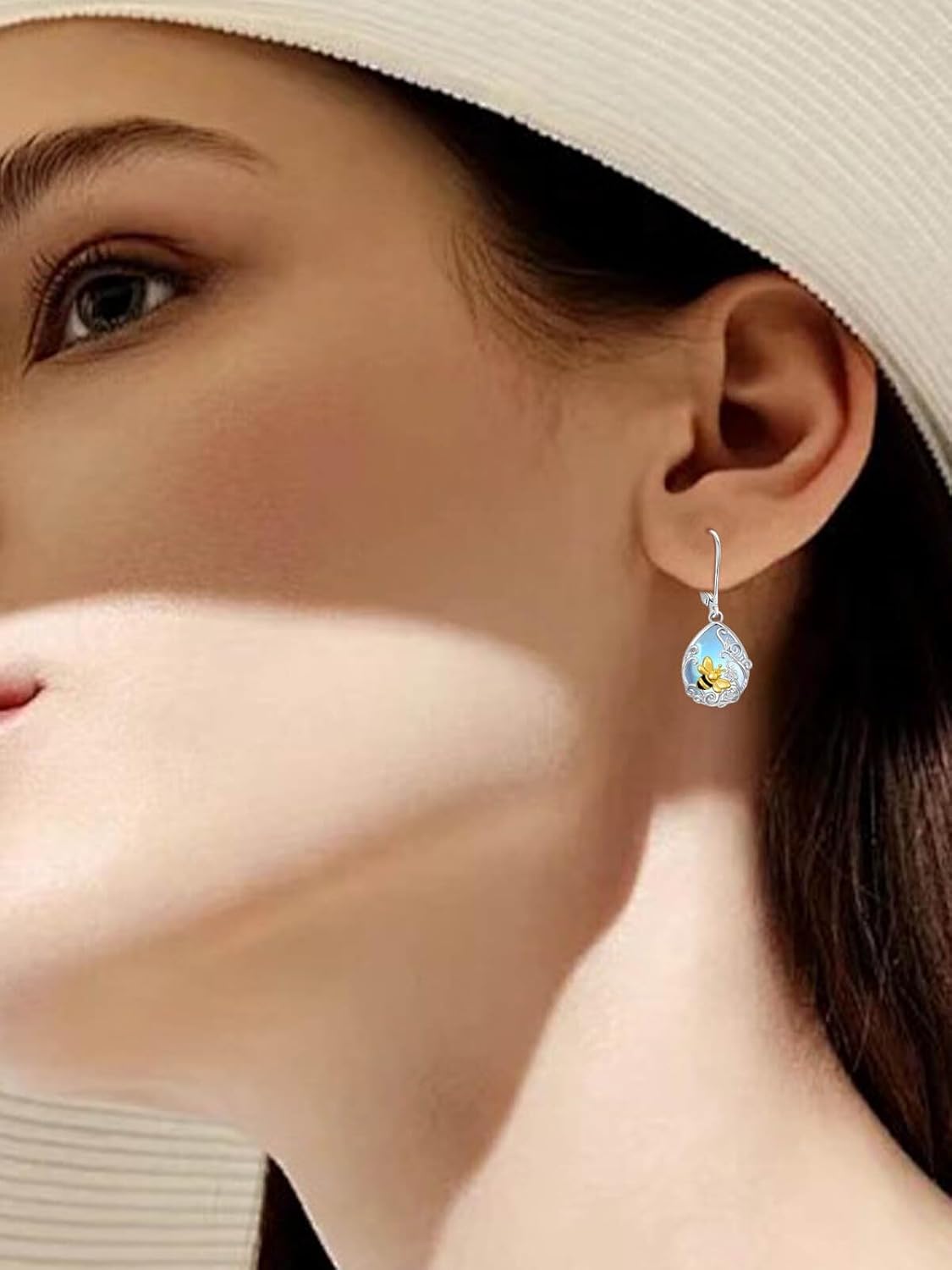 WINNICACA Valentines Day Gifts for Her Moonstone Earrings for Women Sterling Silver Moonstone Dangle Leverback Earrings Jewelry Gifts for Wife Mom Her - Image 6