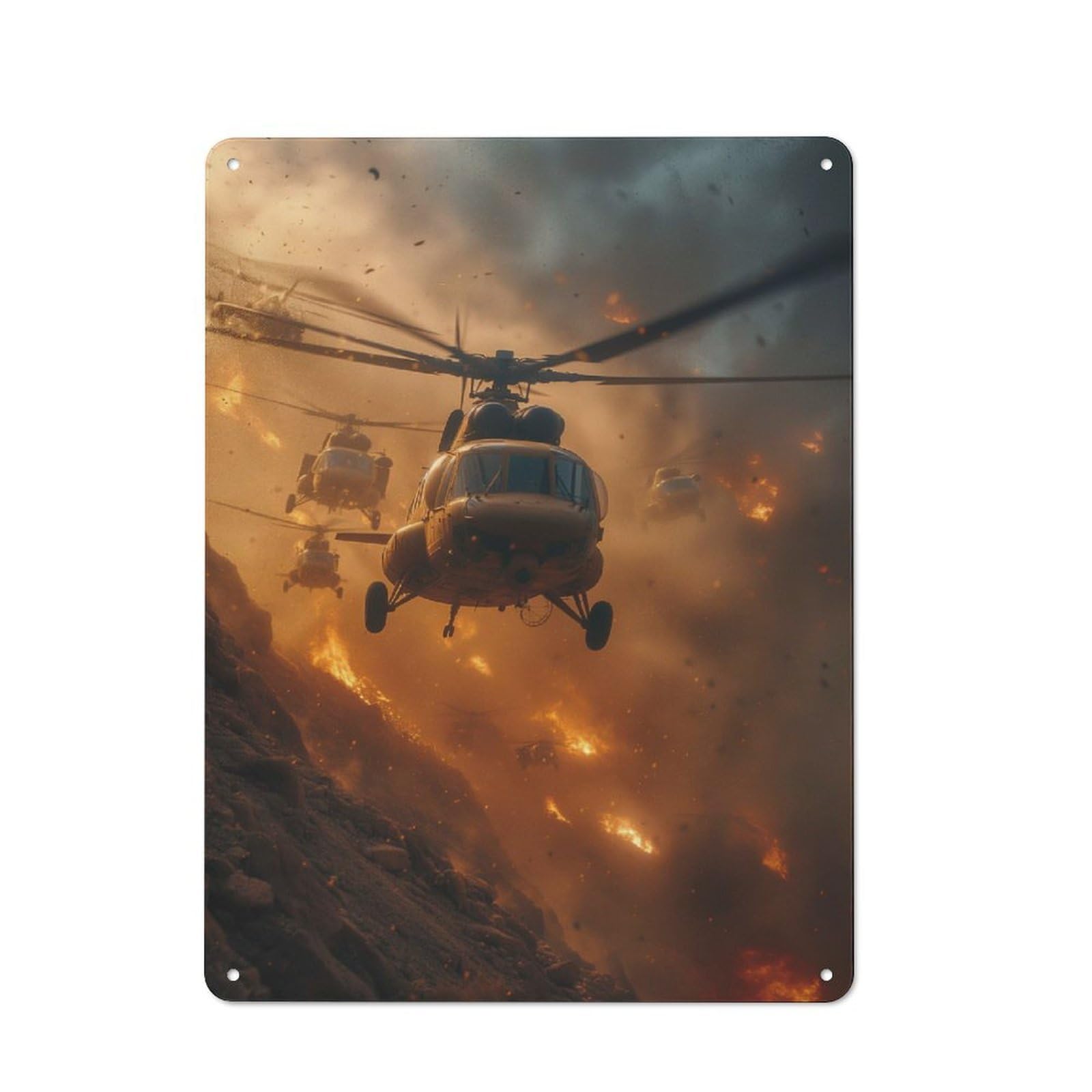 Nostalgic Squadron of Helicopters Decorative Tin Plaque 40x30cm, Classic Pub Decor for Diner, Restaurant, Shed Or Kitchen