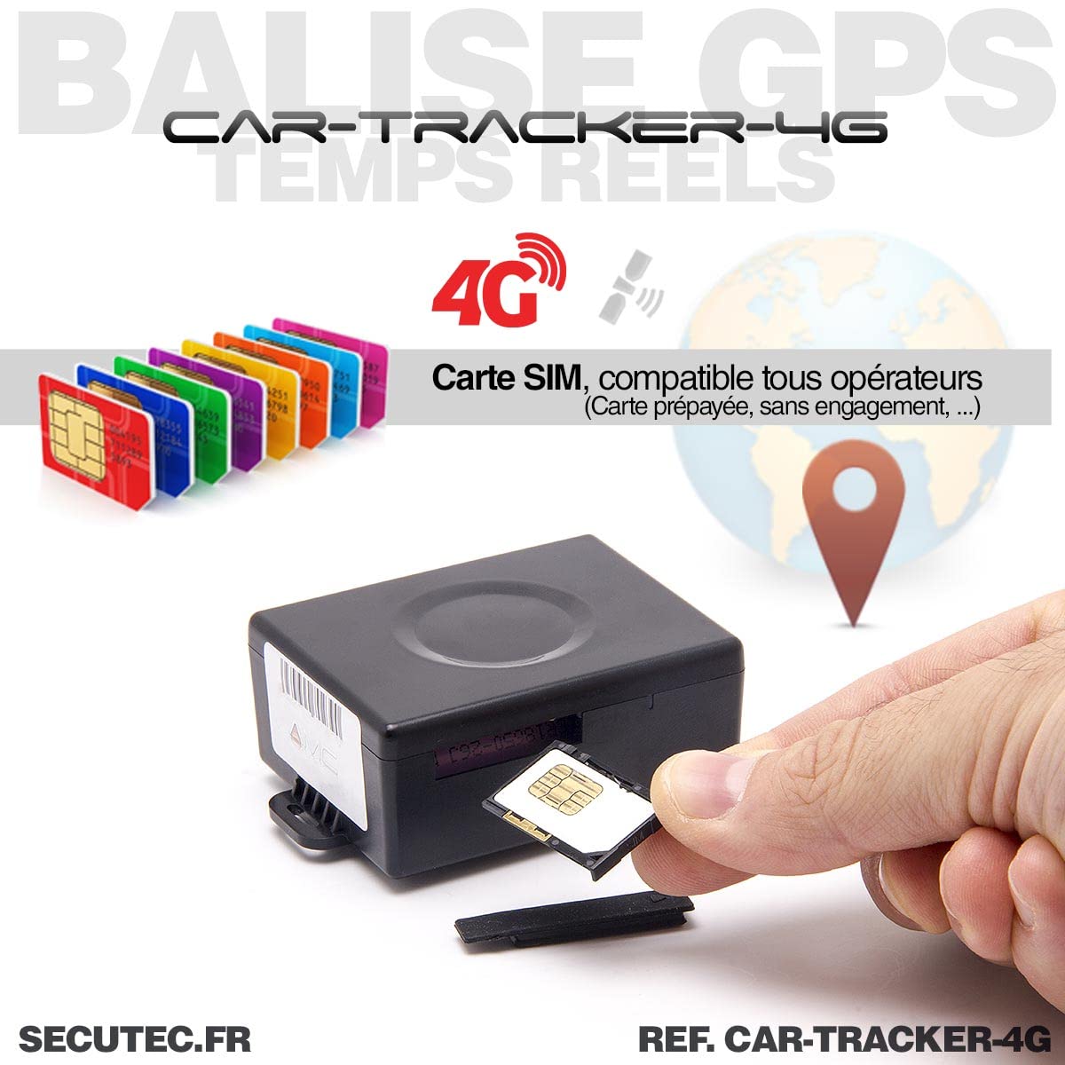 Traceur GPS Temps réel aimanté Longue autonomie Waterproof pour véhicule avec localisation sur Smartphone