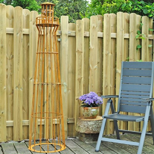 VOSS.garden Leuchtturm 1,80m hoch, Gambione, Garten-Dekoration, Rost-Design, Edelrost, Metalldeko