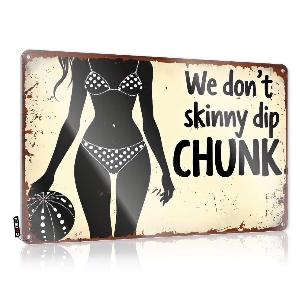 Fzfn Colour We Don't Skinny Dip Chunk. Old Matal Sign | Lake Vintage Style Essentials Living Room Decoration Easy Hang(20X30cm)