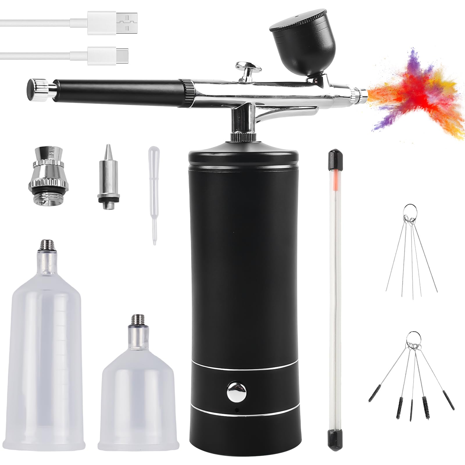 Set aerografo, aerografo senza fili con compressore portatile, pistola per aerografo manuale ricaricabile per nail design, decorazione di torte, trucco, modellazione di tatuaggi, colorazione modelli