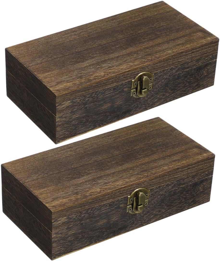 2pcs Vintage Wooden Car Storage Box Durable Flip Lid Organizer for Sundries Secure Buckle Closure Stylish Retro Design for Car Interior Accessories