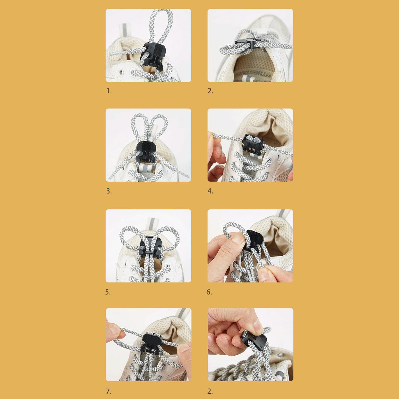 20 cordones de bloqueo rápido para zapatos, hebilla, tope, transparente, 1 x 1 pulgada