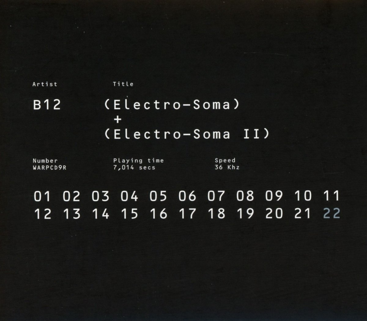 B12 (Electro-Soma)   (Electro-Soma Ii) Double CD WARPCD9R NEW