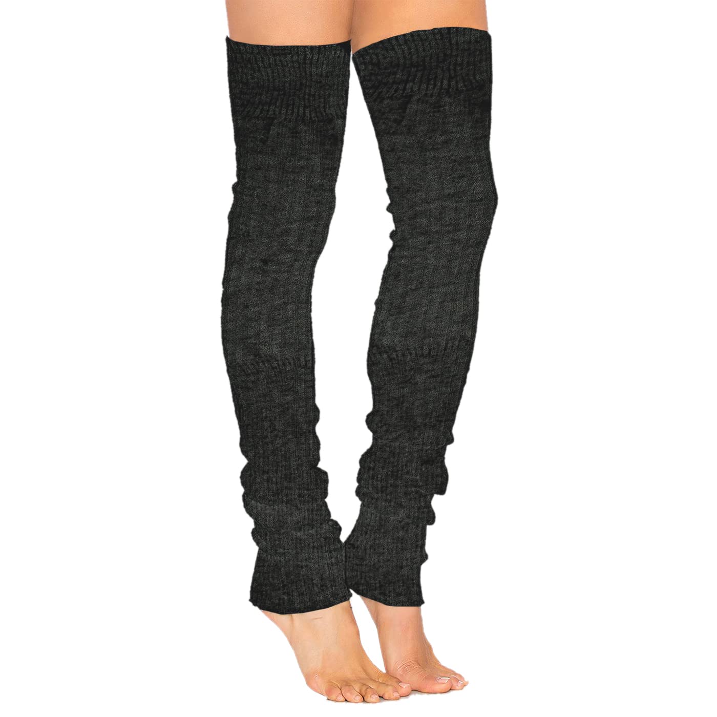 EKAN Warm Winter Woolen Long Leg Socks Knee Cover Leg Warmers for Men Women Dark Grey 1 Pair - Image 9 thumbnail