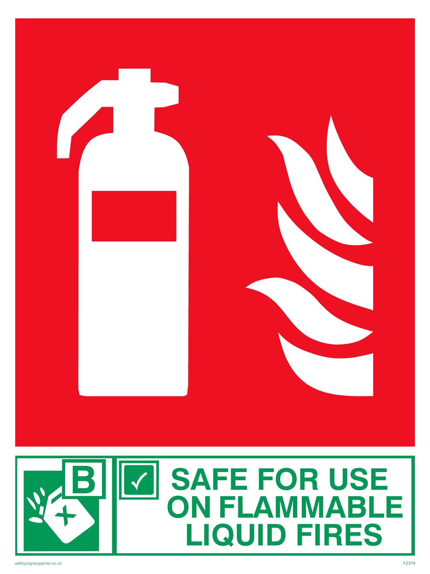 Pack of five - Safe For Use On Flammable Liquid Fires Sign - 150x200mm - A5P