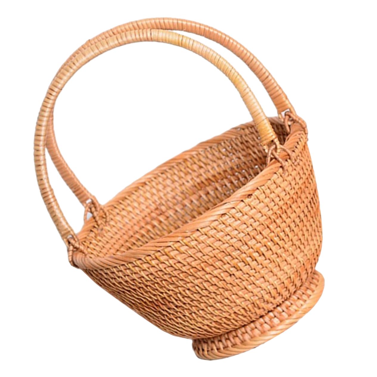 Cabilock Cesta De Rattan Tejida Para Picnic y Almacenamiento Portátil Para Frutas y Flores Para Familiar y Actividades