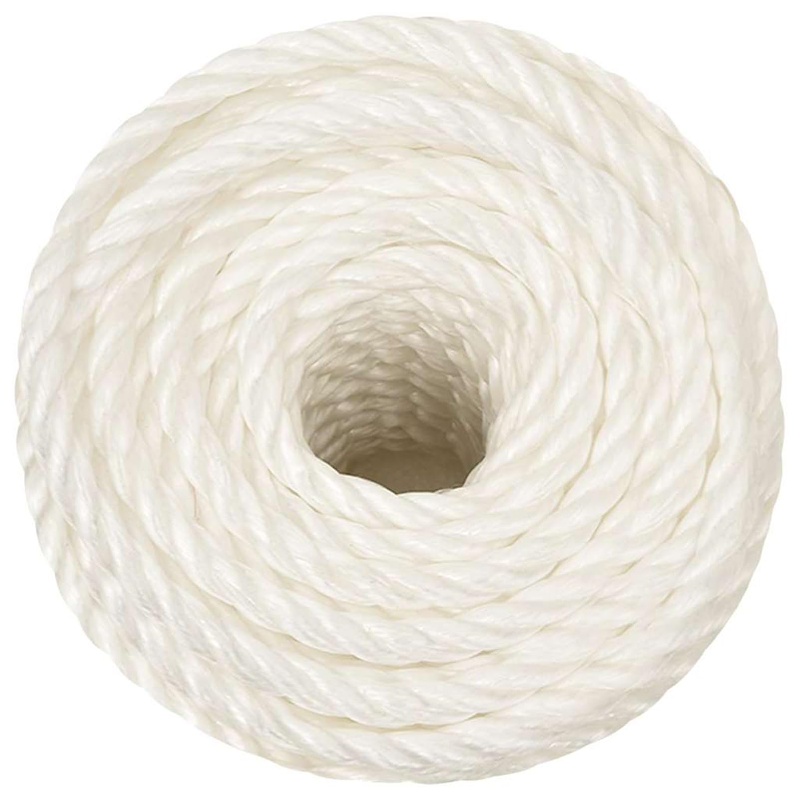Corda da Lavoro Intrecciata in Polipropilene, 16mm x 100m, Bianca, Resistente UV e Intemperie, Facile da Annodare, Impermeabile, Carico di Rottura 1380kg