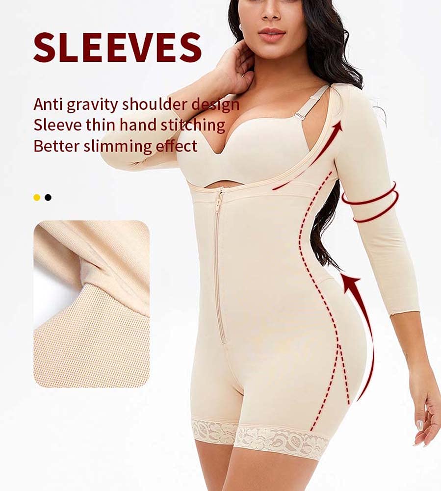 XYNSNDB Body z długim rękawem dla kobiet Wyszczuplający brzuch Butt Lifter Plus Size Body wyszczuplają talię