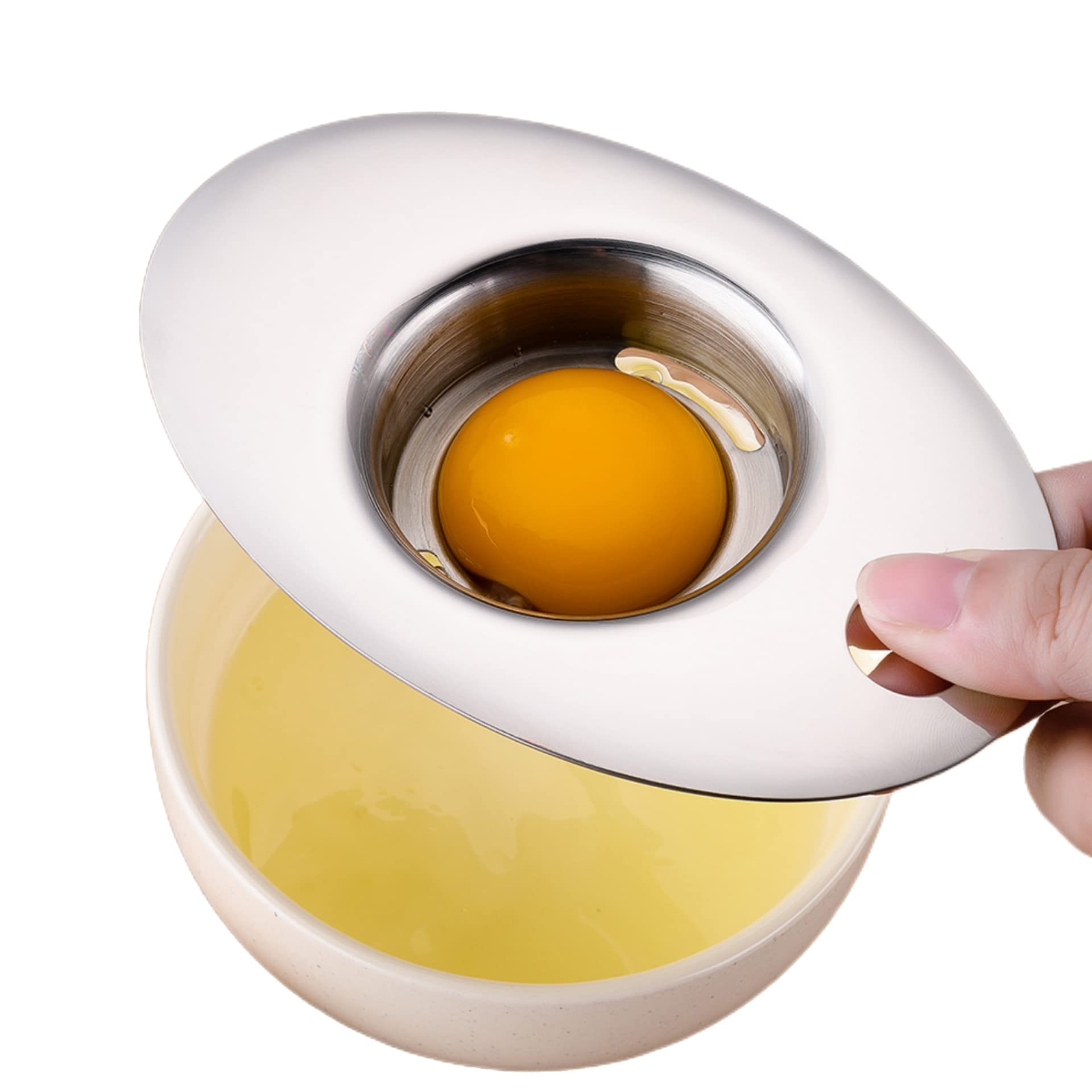 JDLYEVER Stainless Steel Egg Yolk Separator, Egg White Filter Egg Filter Egg Yolk Protein Filter, Hanging Hook Easy to Use No Residue, Lightweight and Portable Easy to Clean for Omelets, Meringues