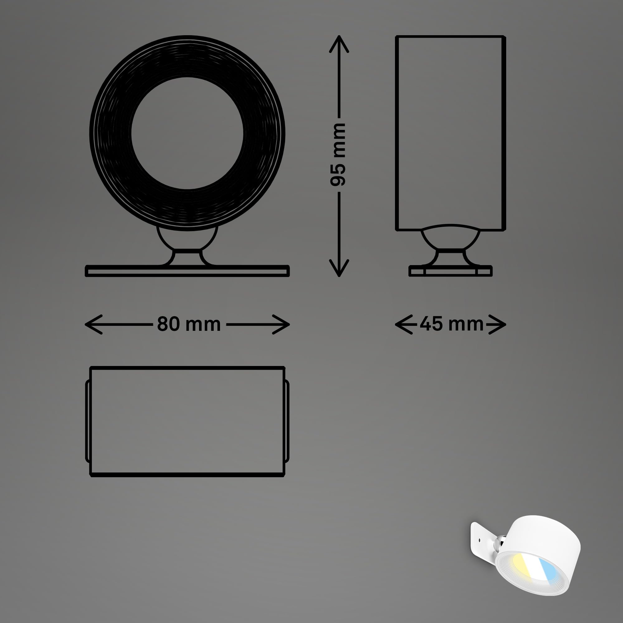 Briloner Lote de 2 apliques pared LED batería, desmontable magnético, CCT regulable, lámpara cabecera dormitorio, luz lectura cama, recarga USB-C, diseño moderno, 9 x 7,5 x 4 cm, Blanco