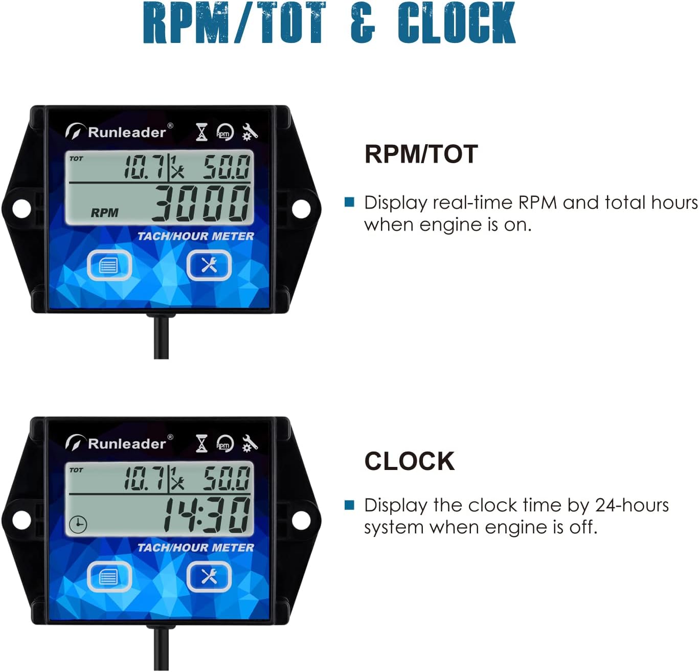 RPM/TOT and Clock Display