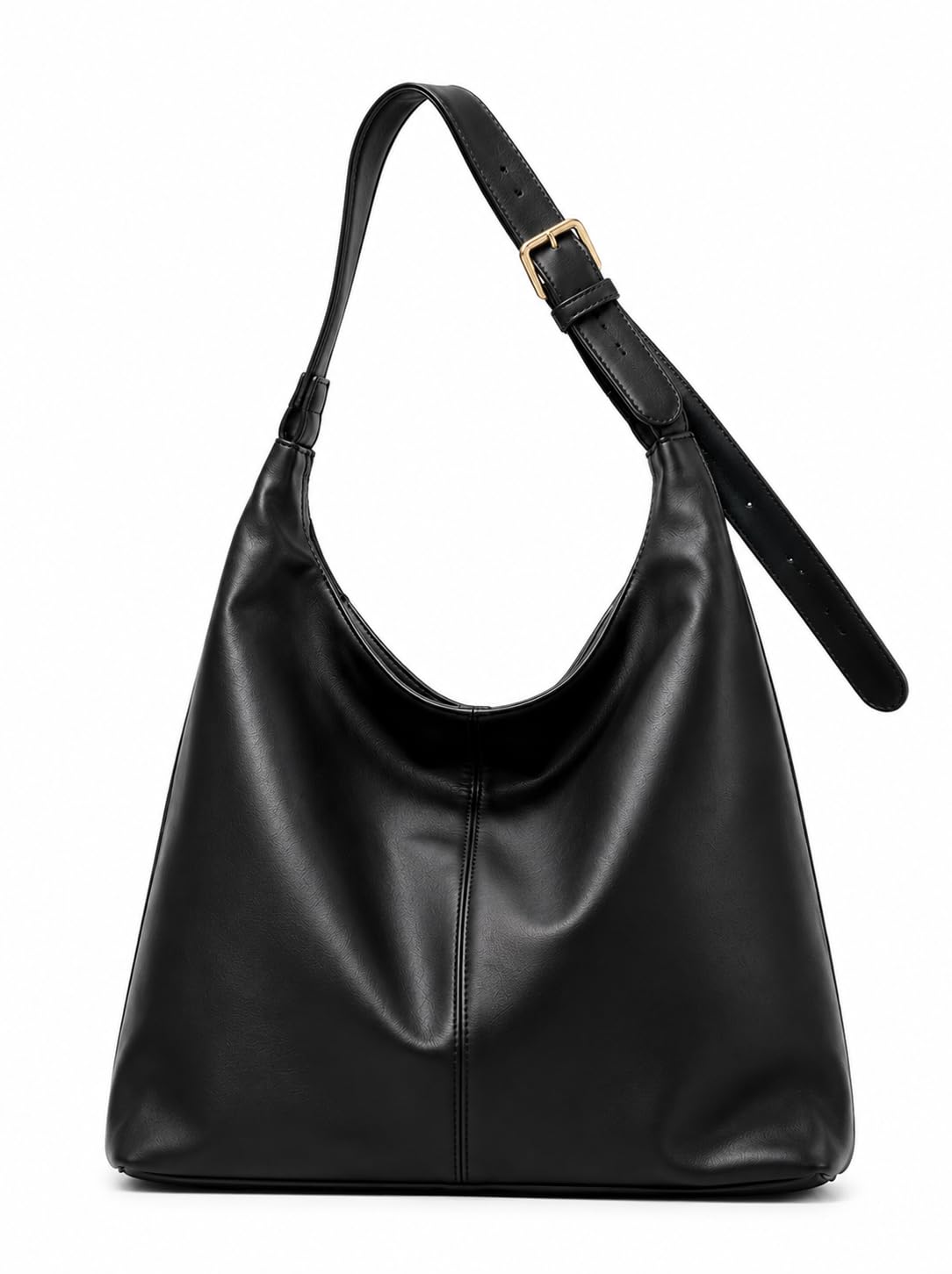 SPEGINIC Women's Large PU Leather Hobo Shoulder Bag Black