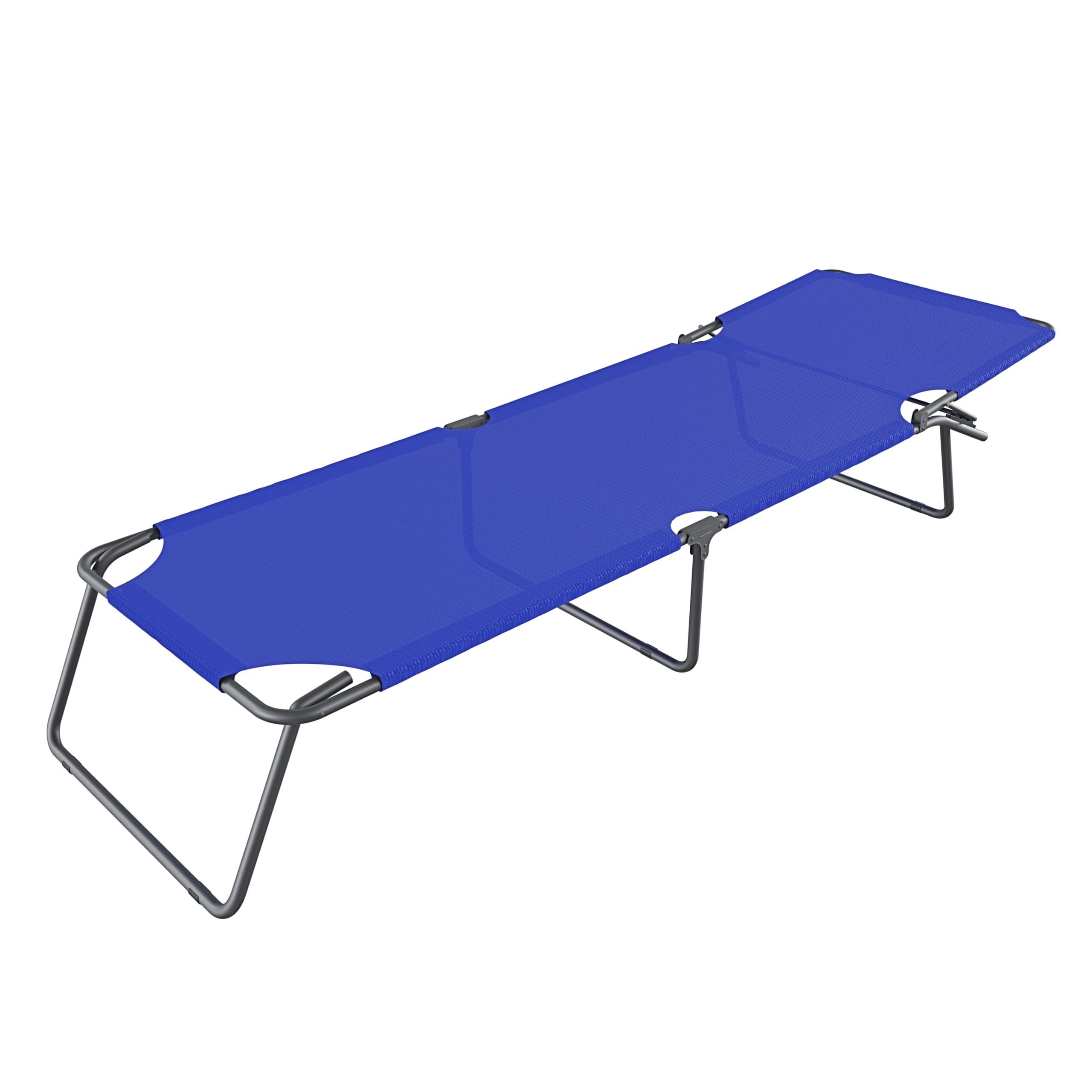 Arreditaly Lettino Pieghevole Prendisole Senza Tettuccio Parasole Schienale Reclinabile Regolabile Struttura In Metallo Sedia Sdraio Per Spiaggia Mare Giardino Piscina 187 x 53 x 24 Cm (Blue)