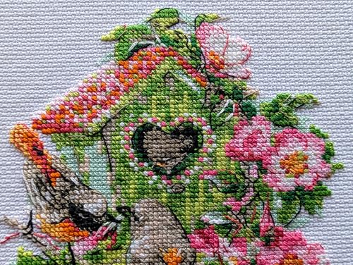 Image of RIOLIS Happy Together 2092, Valentine Cross Stitch Kits 7 inchx7 inch, Cross Stitch for Beginners & Advanced, Crossstitch for Adults, Counted Stitching Kits, Valentine Embroidery Kit